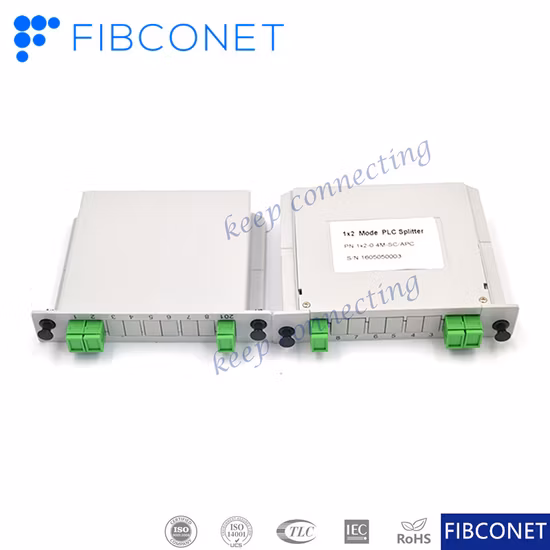 Divisor PLC de fibra óptica tipo casete de alta calidad, conector SC/PC 1*2 de 09mm con excelente uniformidad y confiabilidad
