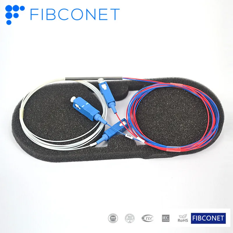 Mini tipo óptico divisor 1X2 del PLC de la fibra óptica del divisor desnudo de FTTH